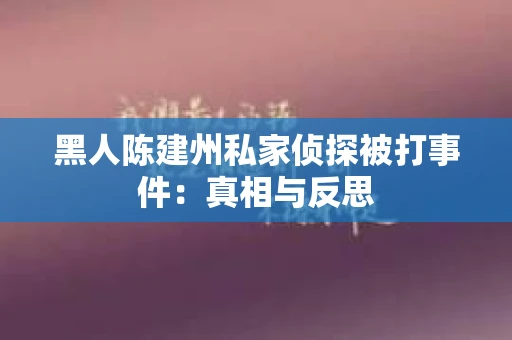 黑人陈建州私家侦探被打事件：真相与反思