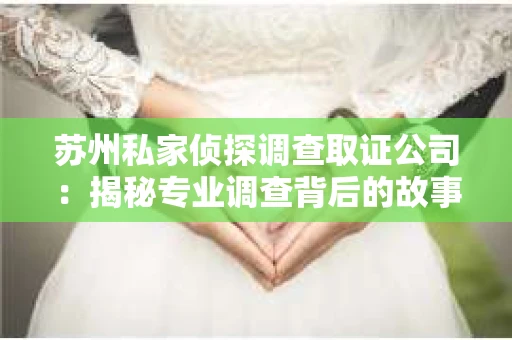 苏州私家侦探调查取证公司：揭秘专业调查背后的故事
