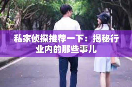 私家侦探推荐一下：揭秘行业内的那些事儿